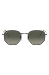 Ray Ban 54mm Gradient Hexagonal Sunglasses In Gunmetal