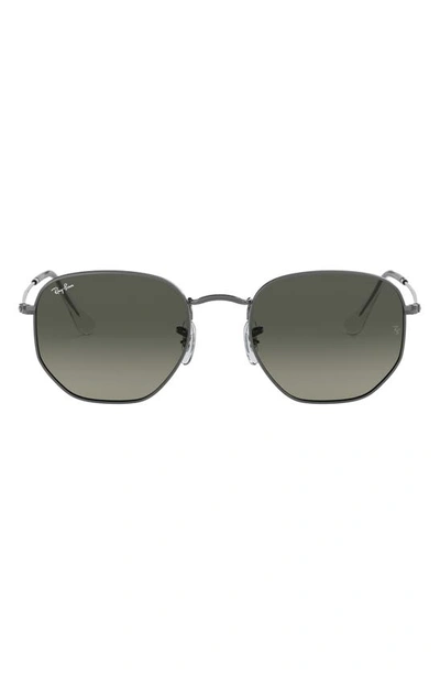 Ray Ban 54mm Gradient Hexagonal Sunglasses In Gunmetal