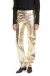 Proenza Schouler Metallic Leather Straight-leg Pants In 753 Pale Gold