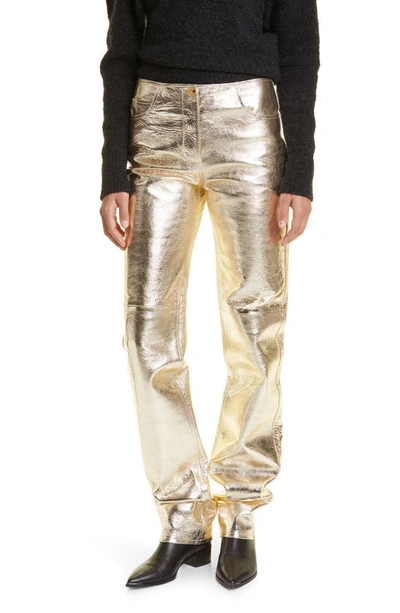 Proenza Schouler Metallic Leather Straight-leg Pants In Pale Gold