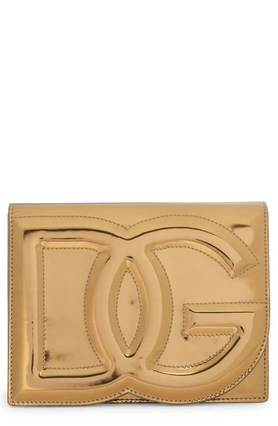 Dolce & Gabbana Dg Logo Leather Crossbody Bag In Metallic