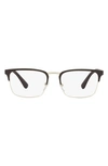 Prada 55m Rectangle Optical Glasses In Matte Pale Gold