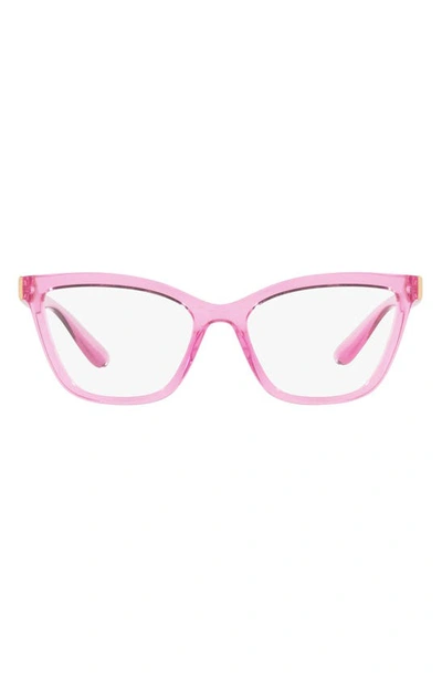 Dolce & Gabbana 53mm Cat Eye Optical Glasses In Trans Pink