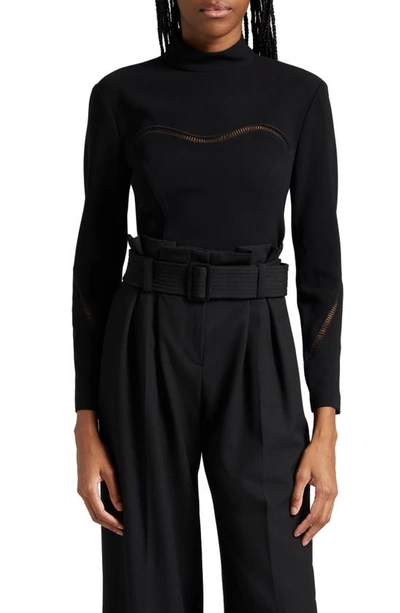A.l.c Holly Open-stitch Long Sleeve Top In Black
