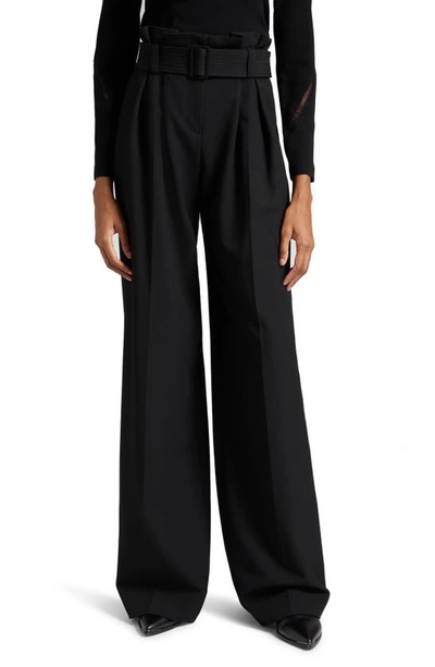 A.l.c Shayna Pleated Wide-leg Trousers With Belt In Black