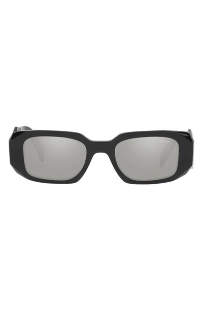 Prada 49mm Small Rectangular Sunglasses In Black