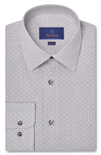 David Donahue Trim Fit Dobby Microcheck Dress Shirt In White/ Black