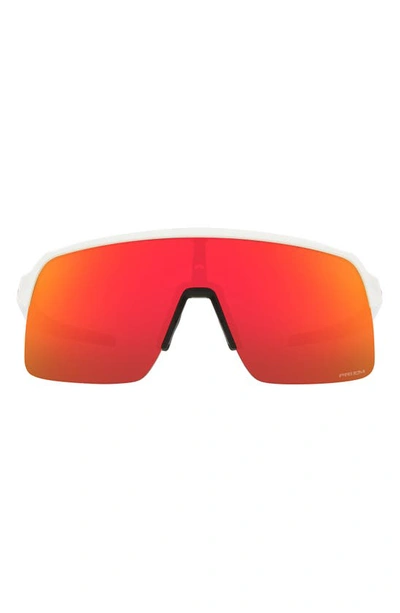 Oakley Sutro Lite 139mm Prizm™ Wrap Shield Sunglasses In Matte White/ Prizm Ruby