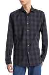 Zegna Men's Cashco Shadow Plaid Casual Button-down Shirt In Dark Grey/black