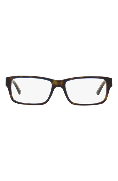 Prada 55mm Rectangular Optical Glasses In Blue Tort