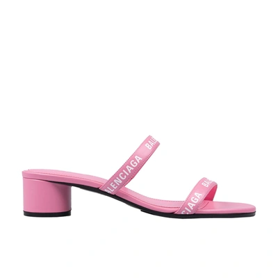 Balenciaga Round Leather Sandals In Pink
