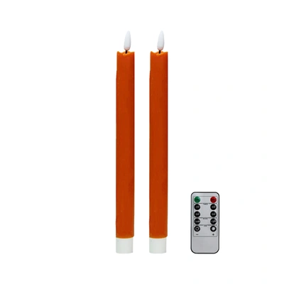 Addison Ross Ltd Uk Orange Wax Led Candles - Set Of 2