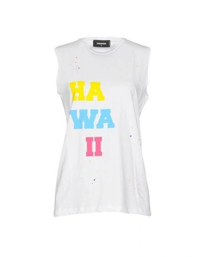 Dsquared2 Hawaii White Cotton Top - Atterley