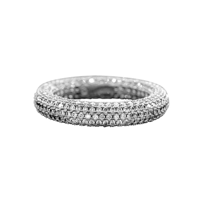 Adornia Crystal Eternity Rounded Band Ring Silver