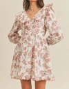 Just Me Fiona Floral Tie Back Mini Dress In Multi In Multi