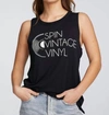 Chaser Spin Vintage Vinyl Muscle Tank In True Black In Black