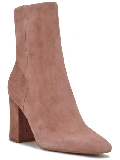 Nine West Adea Womens Studded Square Toe Mid-calf Boots In Pink