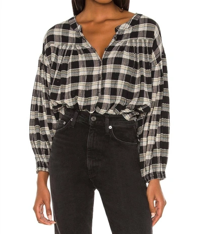 Free People Jessi Plaid Top In Black Combo