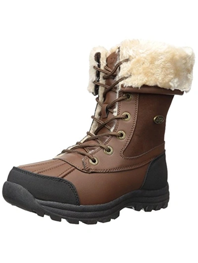 Lugz Tambora Womens Faux Leather Water Resistant Winter Boots In Brown