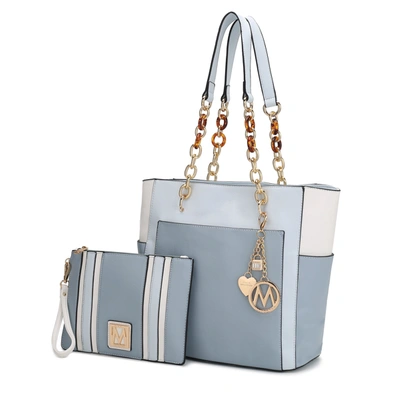 Mkf Collection By Mia K Rochelle Tote & Wristlet Set In Blue