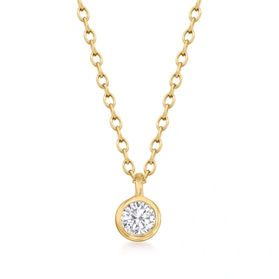 Rs Pure Ross-simons Bezel-set Diamond Solitaire Necklace In 14kt Yellow Gold