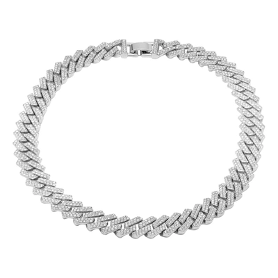 ADORNIA EDGY CUBAN CRYSTAL CHAIN NECKLACE SILVER