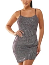 City Studio Juniors Womens Sequined Cowl Neck Bodycon Dress In Pink