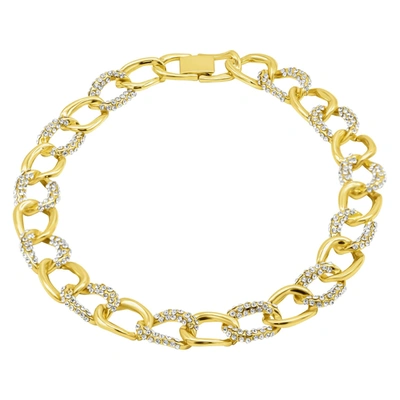 Adornia Chunky Crystal Link Chain Necklace Gold In Yellow