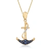 Ross-simons Sapphire Anchor Pendant Necklace With White Topaz Accents In 18kt Gold Over Sterling In White