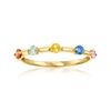 RS PURE BY ROSS-SIMONS MULTICOLORED SAPPHIRE STATION RING IN 14KT YELLOW GOLD