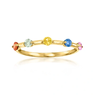 Rs Pure By Ross-simons Multicolored Sapphire Station Ring In 14kt Yellow Gold