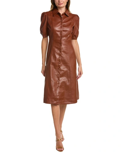 T Tahari Button-down Midi Dress In Brown