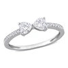 Mimi & Max 3/5ct Dew Created Moissanite Duo Heart Ring In Sterling Silver In White