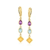 Ross-simons Multi-stone Drop Earrings In 14kt Yellow Gold In Multi