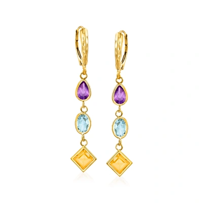 Ross-simons Multi-stone Drop Earrings In 14kt Yellow Gold