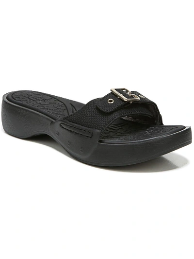 Dr. Scholl's Shoes Rock On Womens Slip On Buckle Slide Sandals In Black
