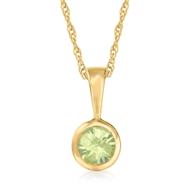 Rs Pure Ross-simons Peridot Pendant Necklace In 14kt Yellow Gold. 16 Inches In Green