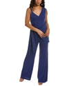 Halston Zaria Draped Wide-leg Jersey Jumpsuit In Blue