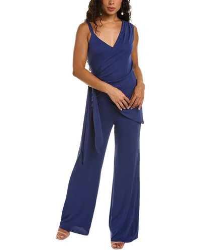 Halston Zaria Draped Wide-leg Jersey Jumpsuit In Purple