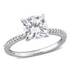 Mimi & Max 2ct Dew Cushion Created Moissanite And 1/10ct Tw Diamond Engagement Ring In 14k White Gold In White