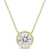 Mimi & Max 2ct Dew Created Moissanite Circular Pendant With Chain In 10k Yellow Gold In White