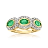 ROSS-SIMONS EMERALD AND . WHITE ZIRCON RING IN 18KT GOLD OVER STERLING