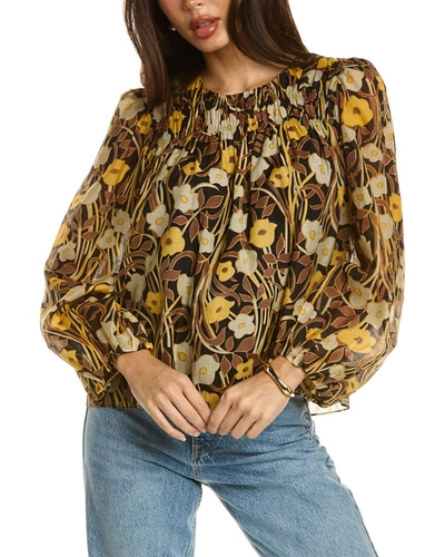 Rebecca Taylor Daphne Fleur Silk-blend Blouse In Multi