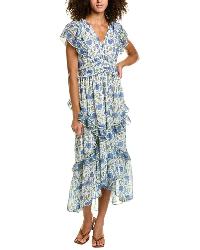 Max Studio Georgette Ruffle Maxi Dress In Blue | ModeSens