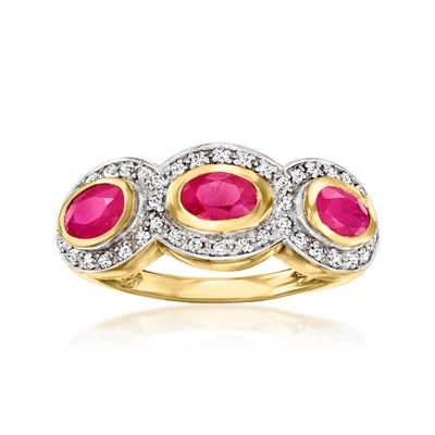 Ross-simons Ruby And . White Zircon Ring In 18kt Gold Over Sterling In Red