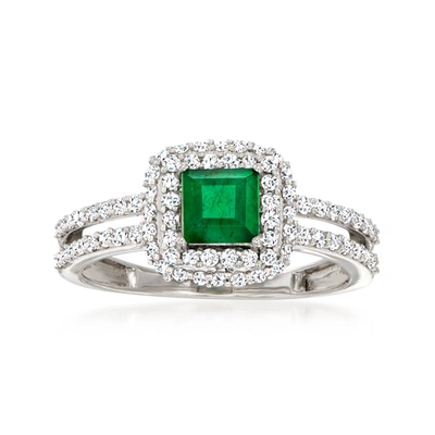 Ross-simons Emerald And . Diamond Ring In 14kt White Gold In Green