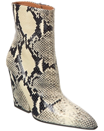 Paris Texas Jane Snake-embossed Leather Bootie In White