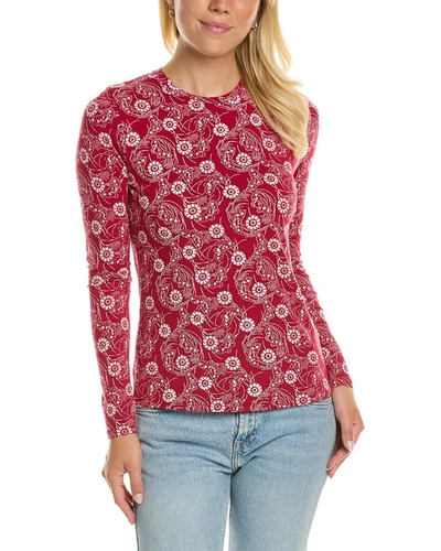 Rebecca Taylor Monarch Fleur Essential Long Sleeve In Red