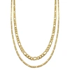 ADORNIA MEN'S WATER RESISTANT FIGARO CHAIN SET GOLD