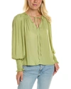 Rebecca Taylor Sateen Tie Top In Green